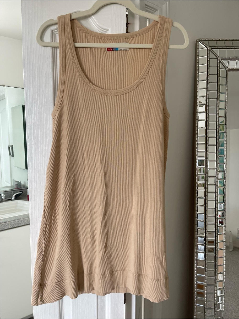 Free People Beige Ribbed Tank Top Dress